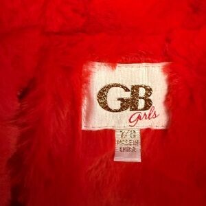 GB Girls Red Faux Fur Jacket